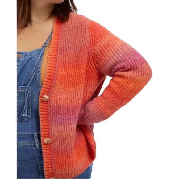 Gradient Orange and Pink Women's Sweater - Picture 1 of 6